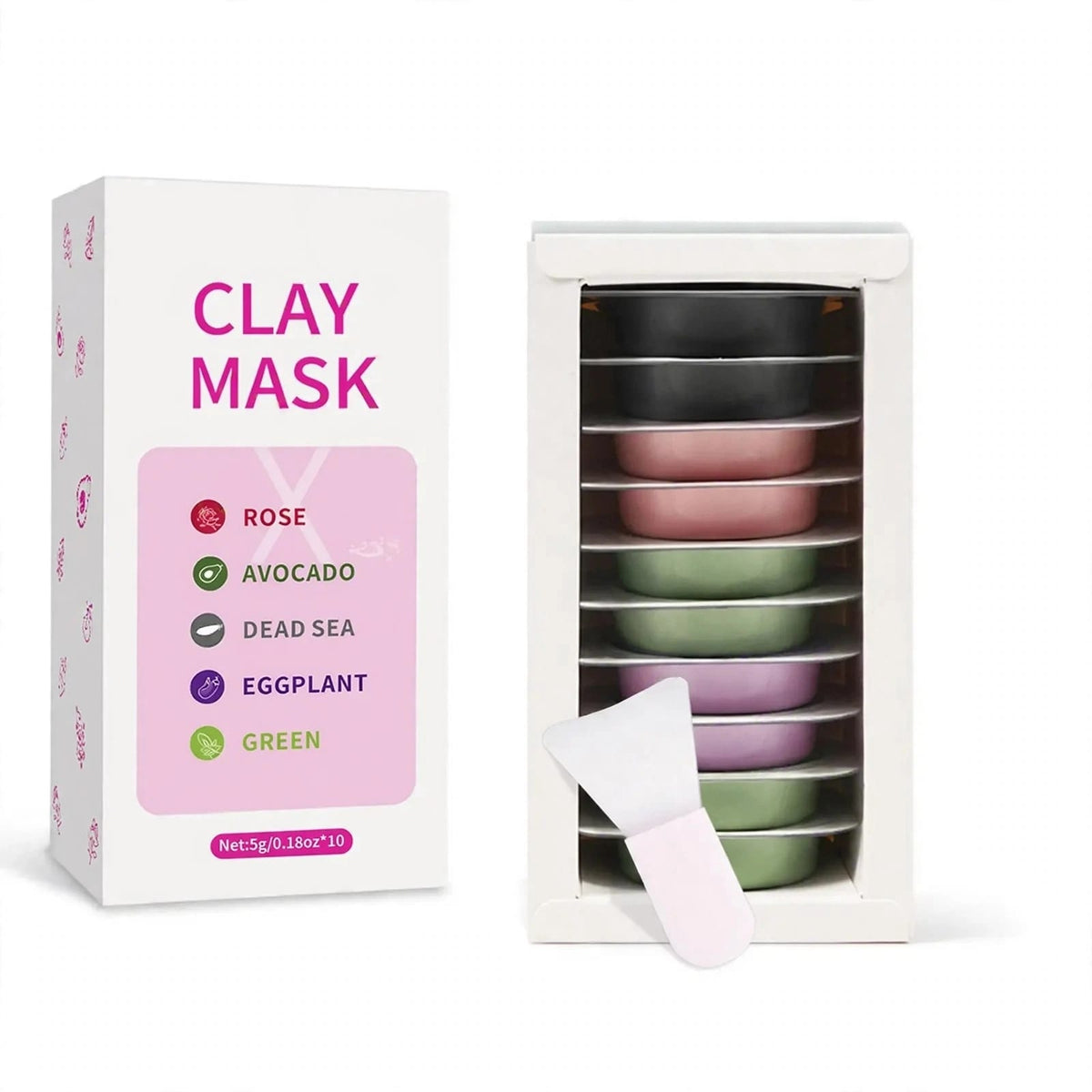 CLAY MASK – ROSE, AVOCADO, DEAD SEA, EGGPLANT & GREEN TEA