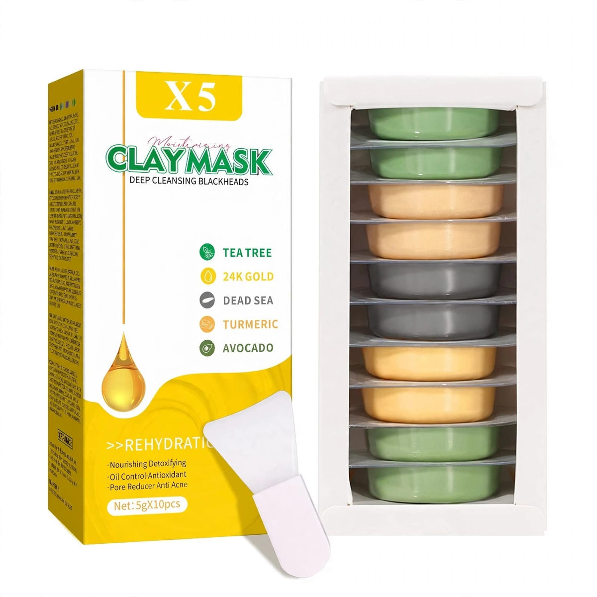 CLAY MASK – ROSE, TEA TREE, 24K GOLD, DEAD SEA, TURMERIC & AVOCADO